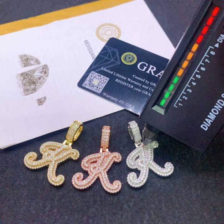 Ready Stocks Moissanite Letter Pendant Collection Initials Hip Hop Iced Out Pendant for Women for Men Birthday Gift Idea
