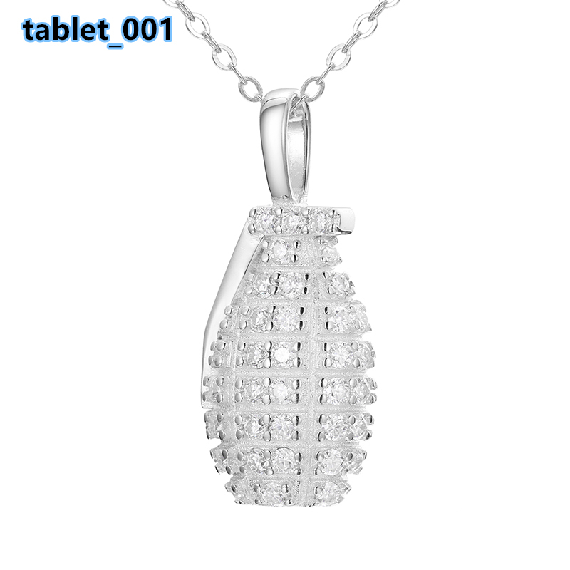 Hot Sale Fashion Hip Hop Iced Out 925 Sterling Silver Moissanite Grenade Pendant Necklace for Men and Women