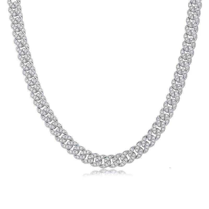 Wholesale Price 8mm Cuban Chain Silver 925 Iced Out Vvs Moissanite Diamond Hip Hop Jewelry Cuban Link Iced Out Necklace Men