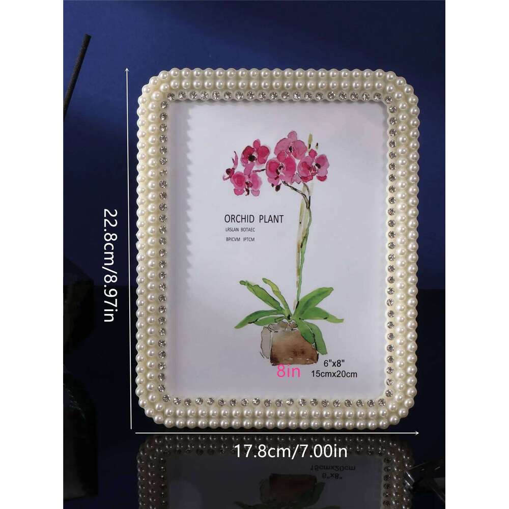 1Pcs European style pearl diamond vintage photo frame, frame used for home, restaurant, hotel, and Christmas decoration H260306