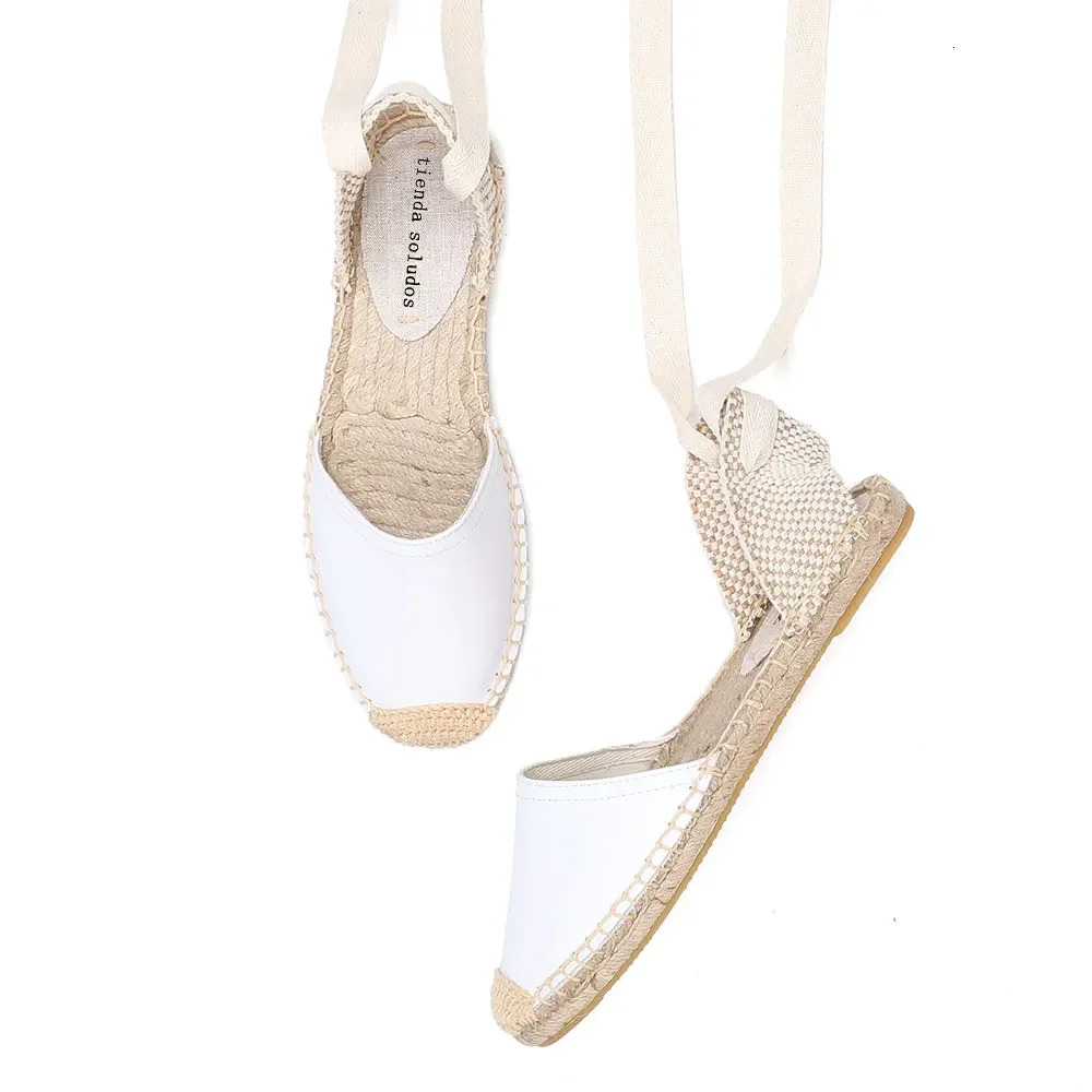 Espadrilles Sandals Shoes Fashionable Genuine Leather T-Strap Platform Womens Sandals Womens Casual Lace-up 260306
