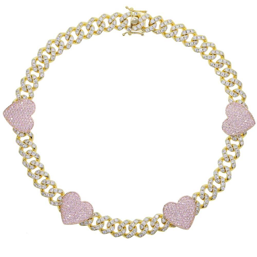 FashionTrendy Moissanite Personalized Hip Hop Stainless Steel Heart Diamond Necklaces for Unisex Jewelry Wholesale
