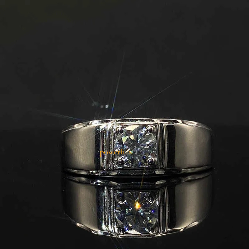 Band S925 Sterling Silver Platinum Plated Men Ring D Color Male 0.5 CT Moissanite Rings VVS Fine Jewelry Pass Diamond Tester