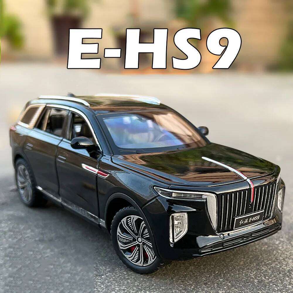 1:24 HONG QI E-HS9 H9 Car Toy Diecast Alloy Model with Sound Light Pull Back 6 Doors Opened Miniature Models Friend Holiday Gift Z260307