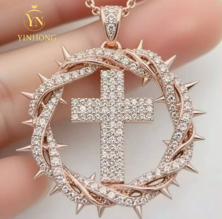 Pass Diamond Tester Baguette 925 Sterling Silver Hip Hop Pendant Lab Diamond Vvs Moissanite Cross Pendant