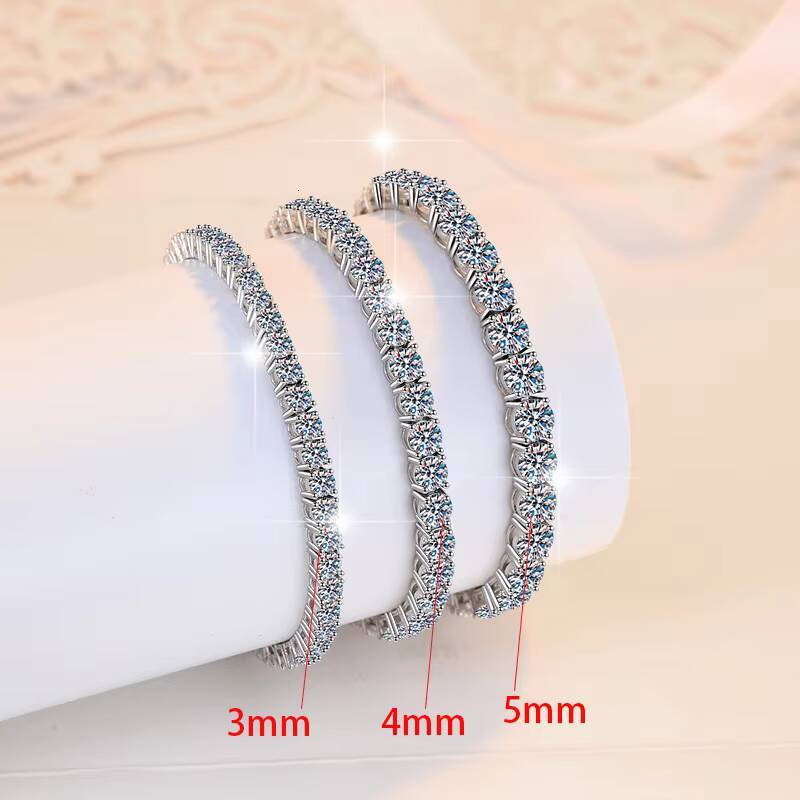 Fine Jewelry Wholesale 3mm 4mm 5mm Hip Hop Ice Out Bracelet 925 Sterling Silver Moissanite Diamond Tennis Chain Bracelet for Men