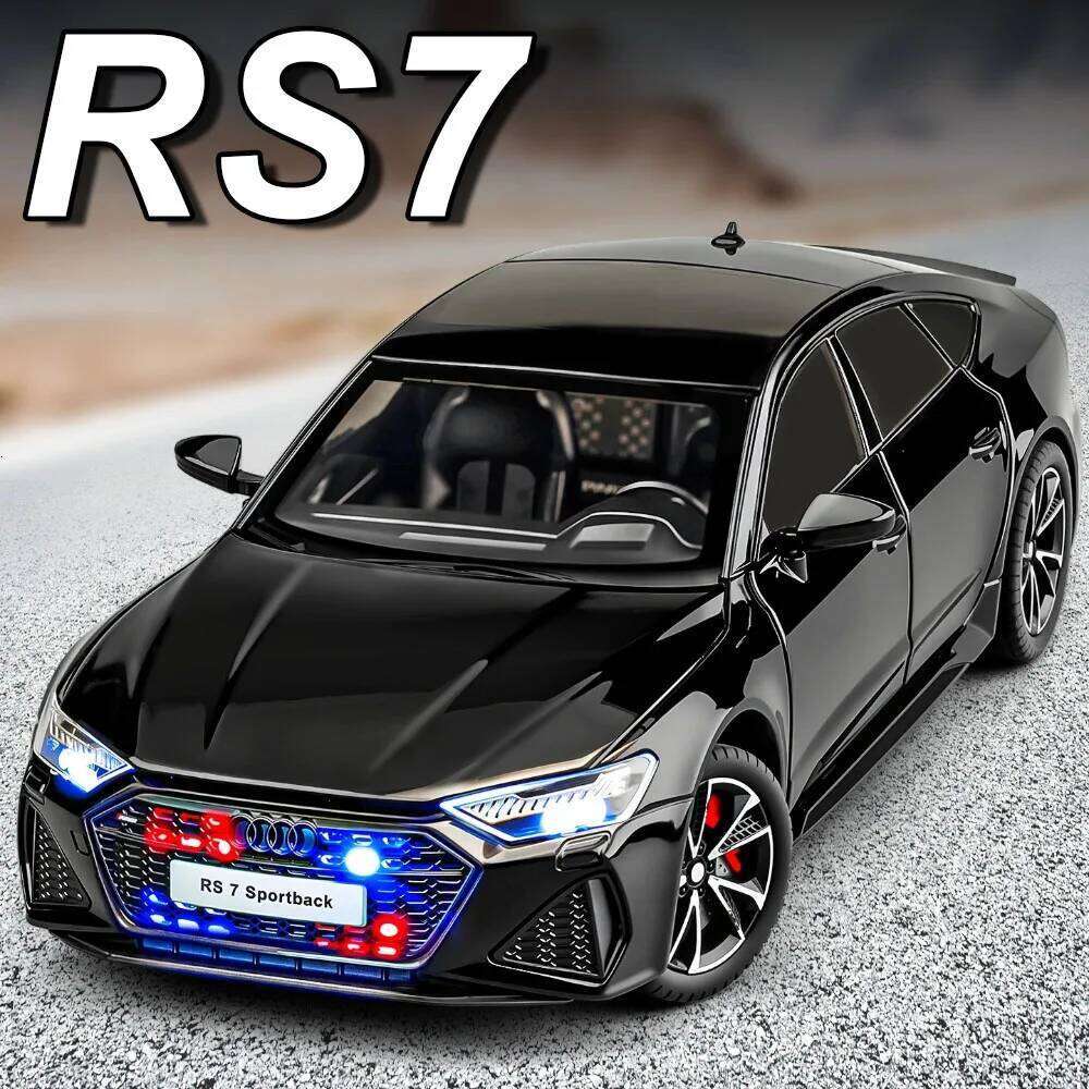 1:24 RS7 A6L Model Toy Diecast Alloy Car Front Wheel Steering Sound Light Pull Back Doors Opened Miniature Vehice Boy Adult Gift Z260306