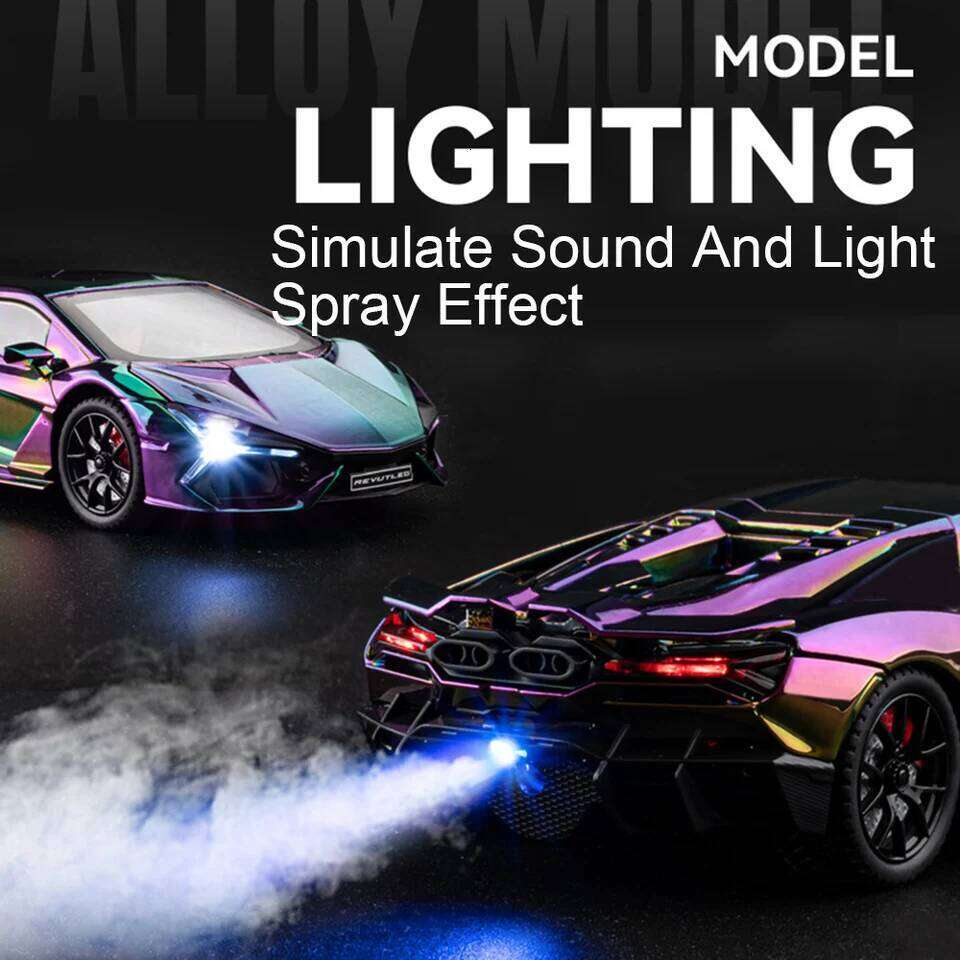 1:24 Scale REVUELTO Miniature Model Toy Sports Cars Alloy Diecast Supercars Sound Light Doors Opened Pull Back for Kids Gifts Z260306
