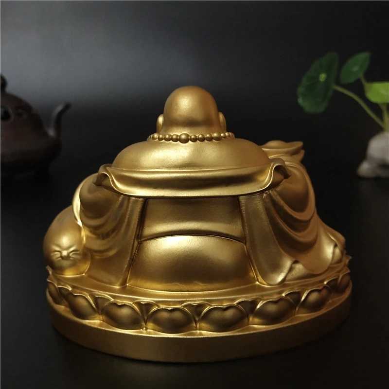 Chinese Golden Laughing Buddha Statue Feng Shui Decor for Home Office WealthT260307