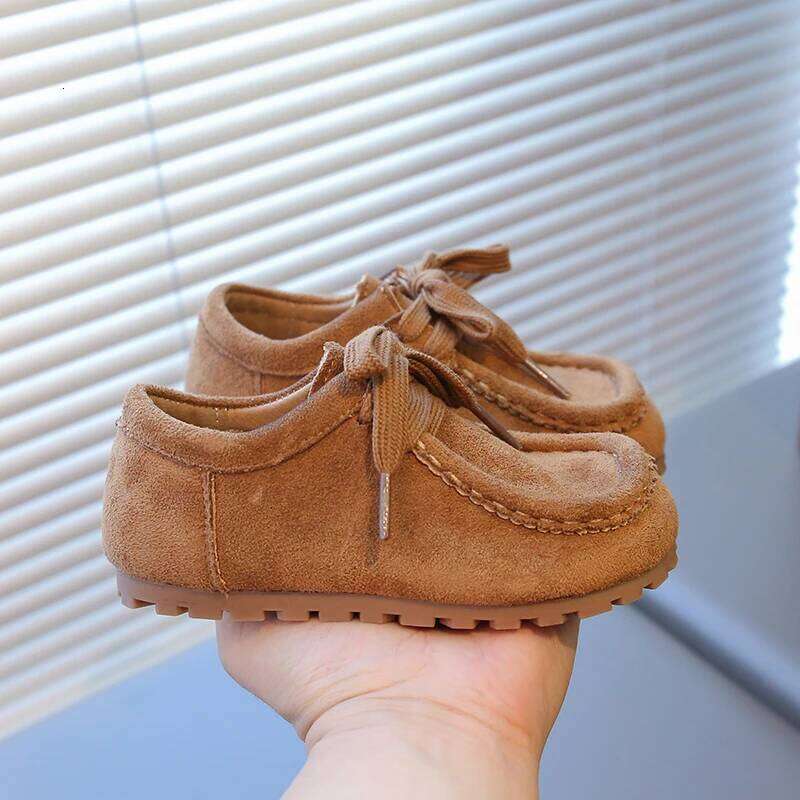 Children's 2-18 Years Old Khaki Boys Girls Casual Four Seasons Models Coffee Soft Non-slip Kids Leather Shoes H260207 H260305