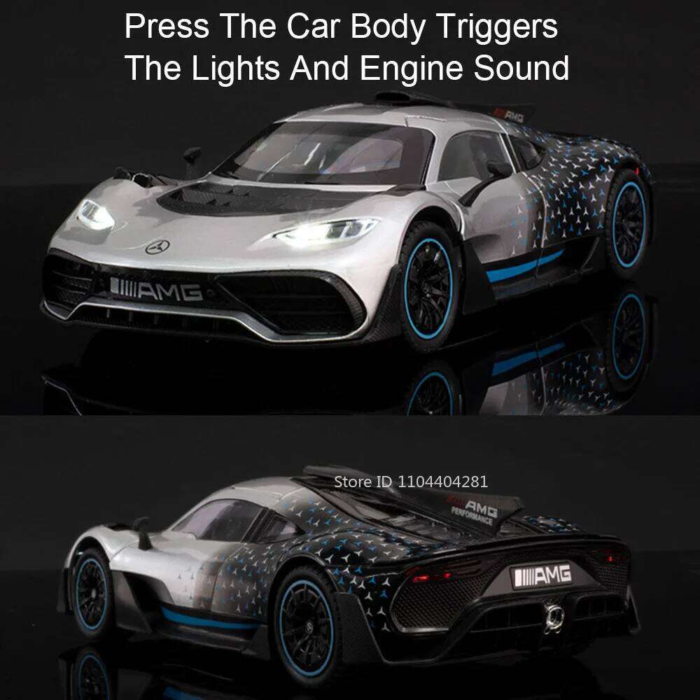 1:24 ONE VISION GT Alloy Sports Car Diecast Model Toys Doors Opened Sound Light Pull Back Metal Vehices for Hobby Ornaments Gift Z260307