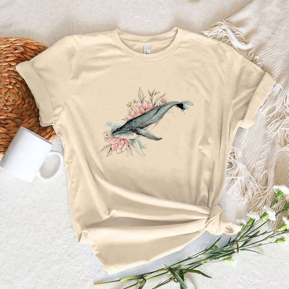 Whale tshirt women streetwear Japanese t shirt female y2k graphic designer clothing XJ260306 XJ260306