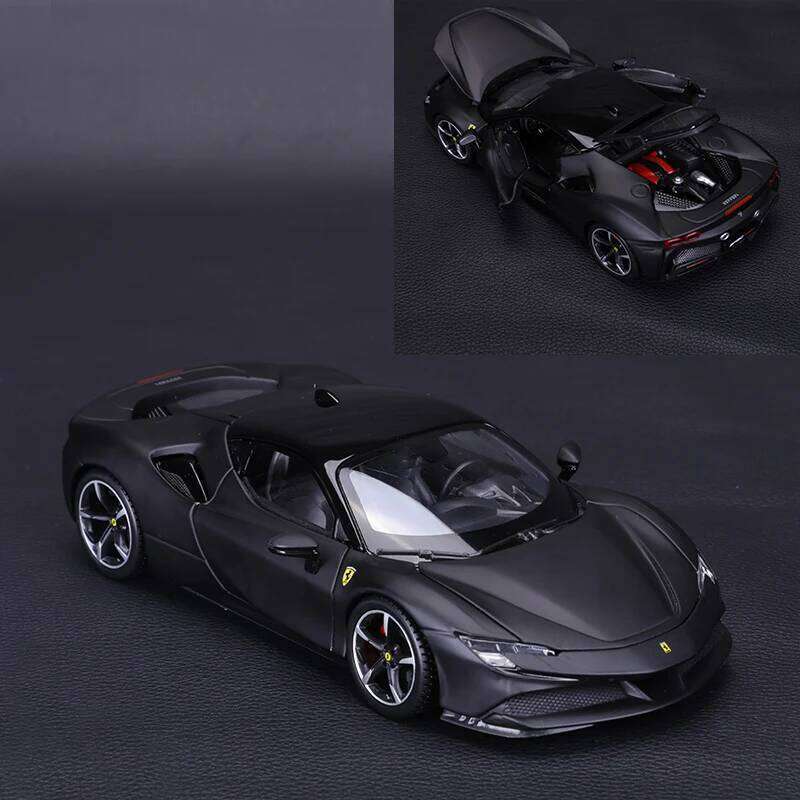 Bburago 1:24 Scale Black NEW Ferrari SF90 STRADALE Alloy Luxury Vehicle Diecast Cars Model Toy Collection Gift Z260306