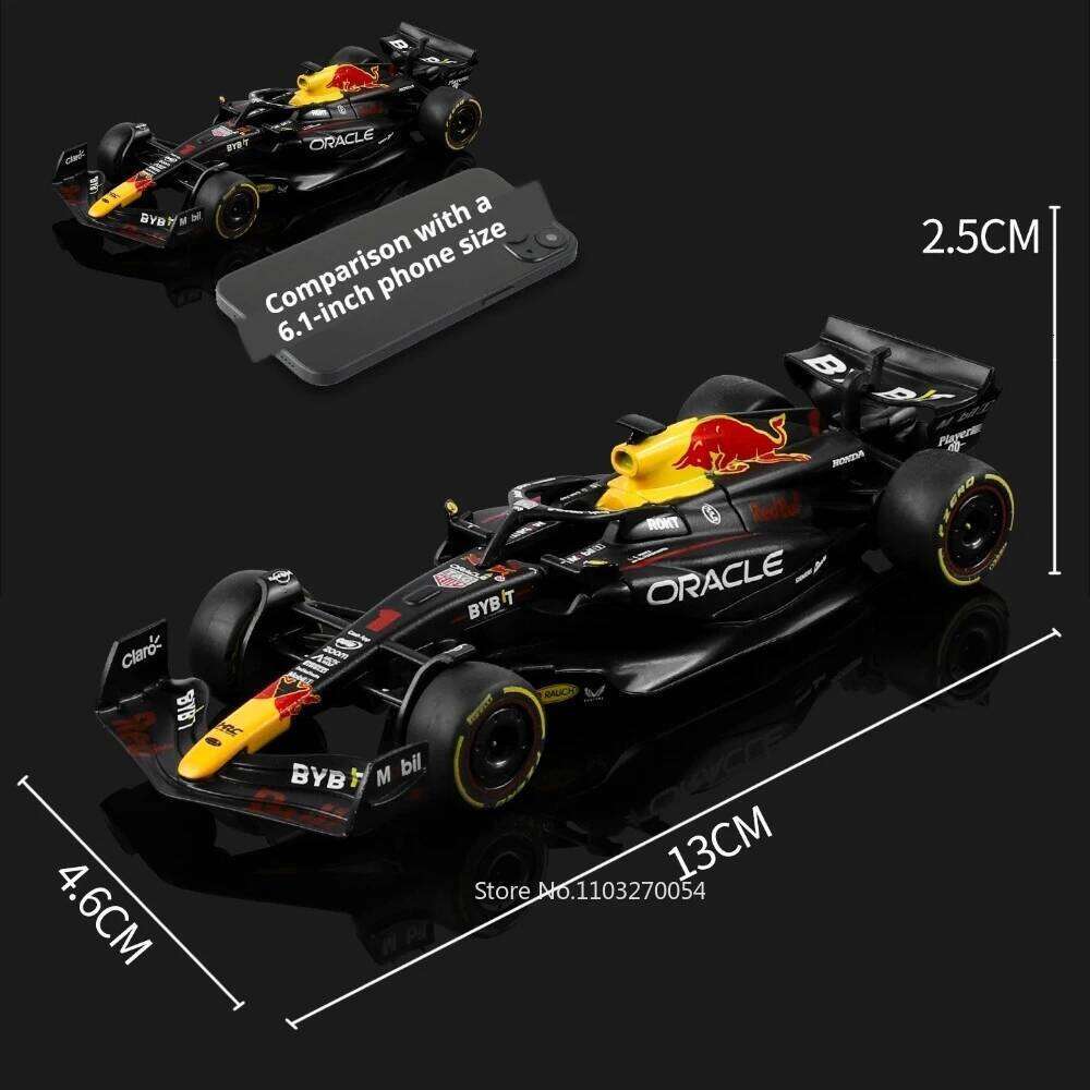 1:43 F1 Oracle Red Bull Racing RB19 Verstappen Miniature Alloy Toy Diecast Car Model Rubber Tire Sliding Forward Christmas Gifts Z260306