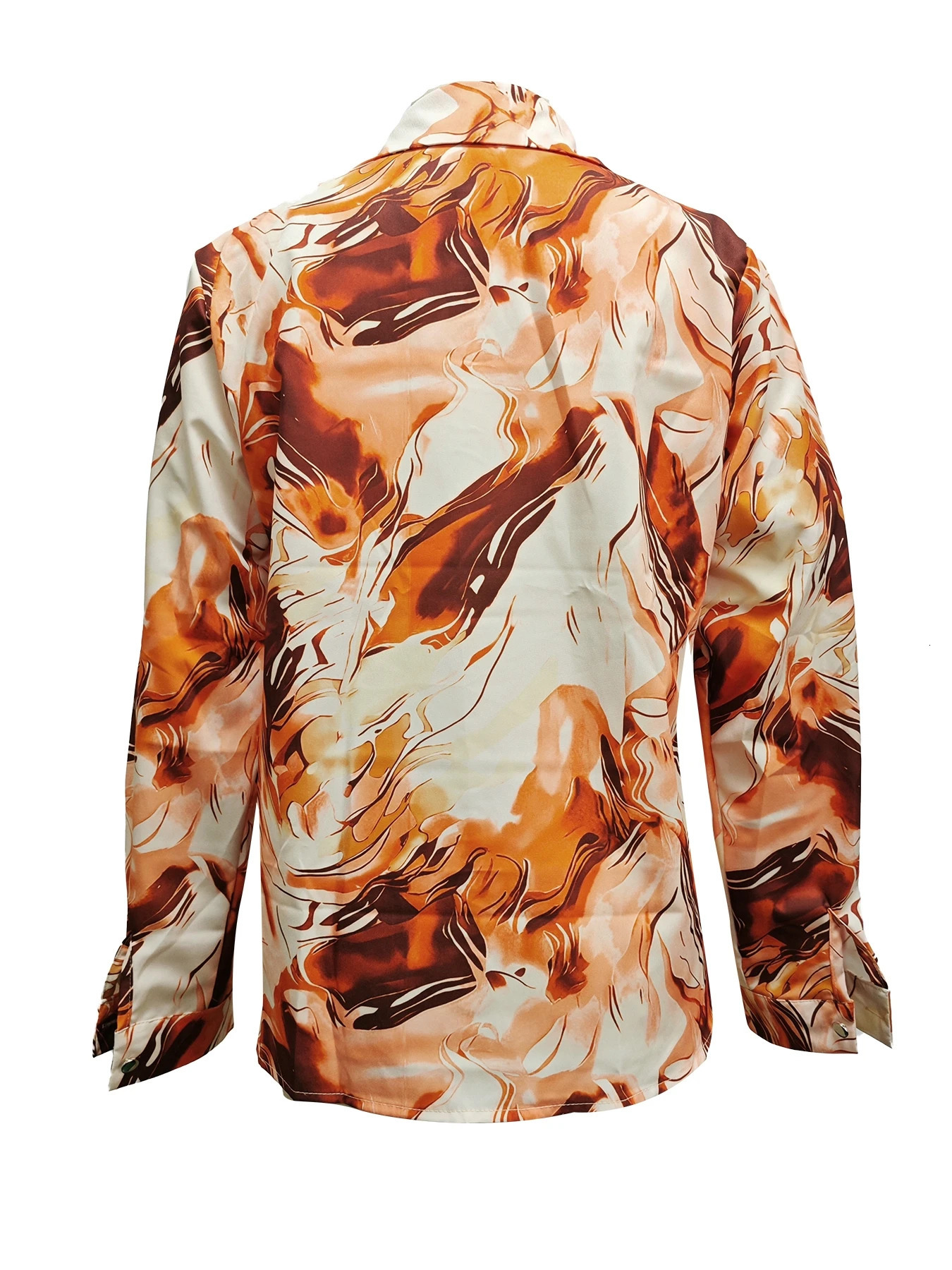 Women Print VNeck Button Long Sleeve Shirt Loose Casual Holiday Tops Blouse 260228