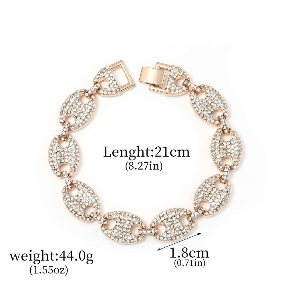 Best-selling in Europe and America, high-quality alloy heavy-duty Cuban chain diamond-studded men's rap hip-hop chunky bracelet