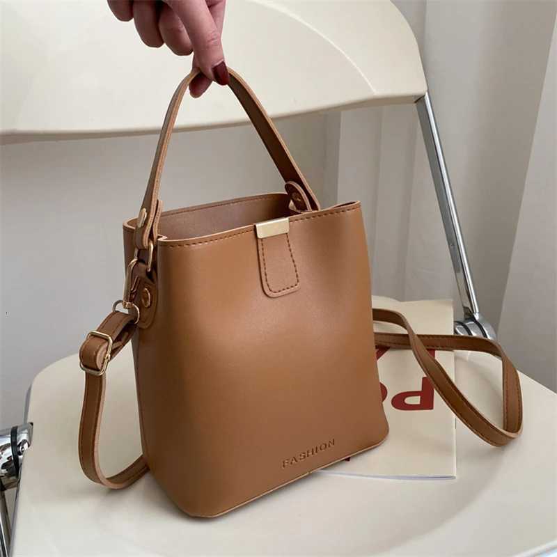 Fashion Pu Shoulder Bag For Women Large Capacity Shopping Shoulder Bags Elegant Simple All-Match Purse Crossbody Bucket Bags H260306