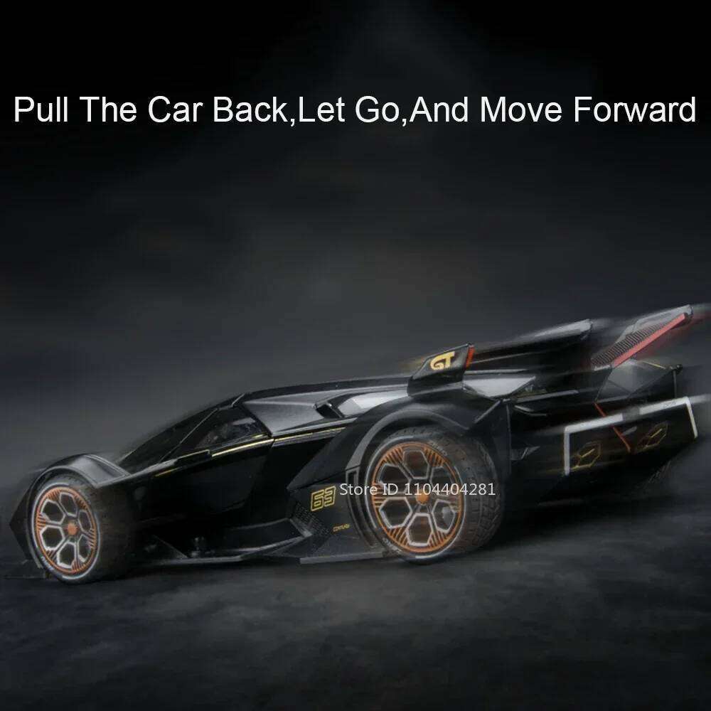 1:22 Lambo V12 GT Veneno Alloy Sports Car Diecast Model Toys with Sound Light Pull Back Doors Opened Metal Vehices Birthday Gift Z260306