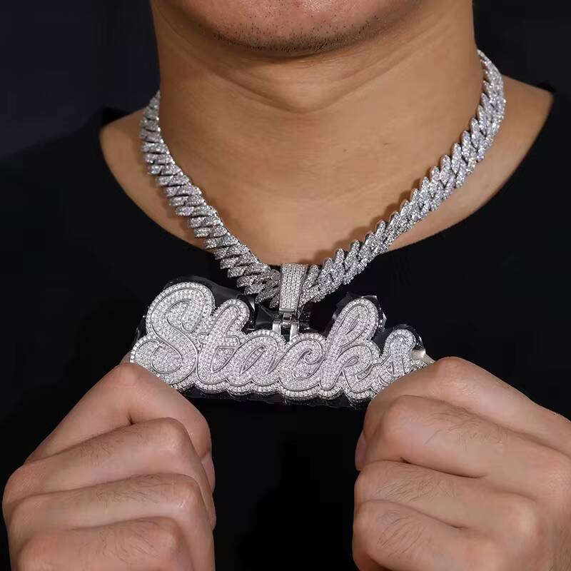 High Quality 925 Sterling Silver Moissanite Diamond Iced Out Custom Letter Hip Hop Pendant for Men Women