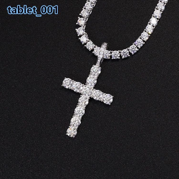 MOC Hip Hop Moissanite Cross Pendant 925 Sterling Silver VVS Moissanite Cross Jesus Christian Religious Pendant for Women Men