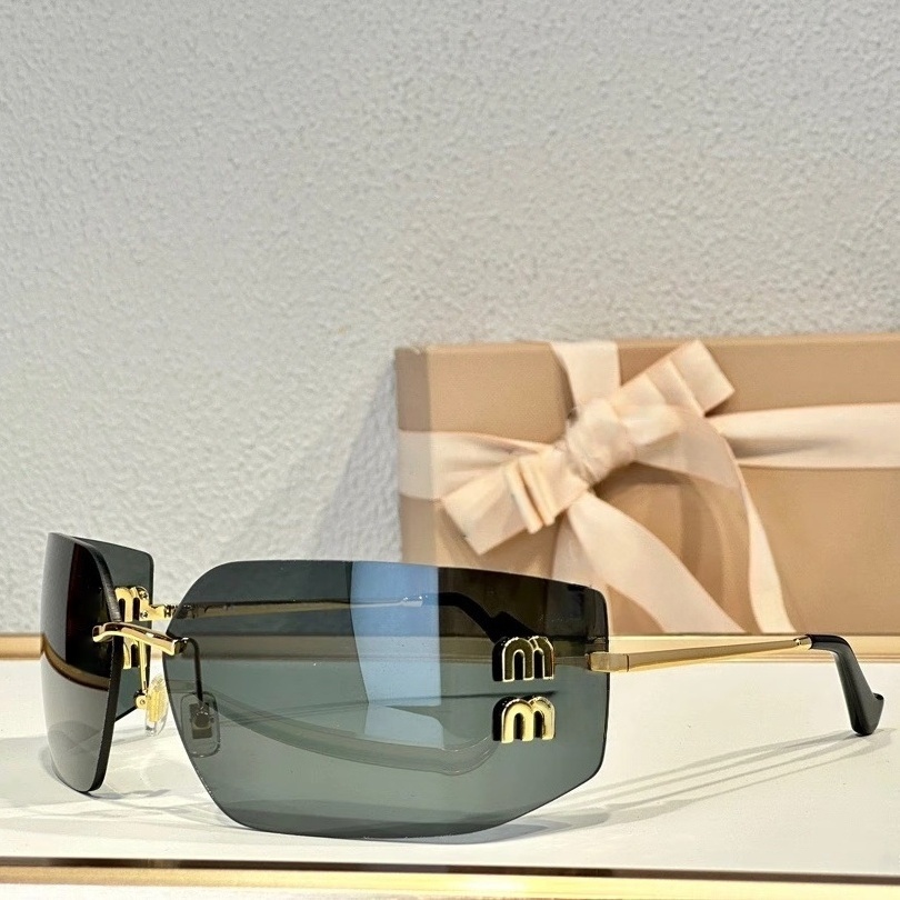 Designer Sunglasses Women Trend Frameless Curved Surface Lens Glasses Women's Luxury cat eye shades sun glasses for women Y2K spicy girl with box - view 4