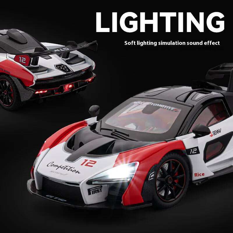 Simulated 1/24 McLaren Senna model with sound and lights, track version sports car model, boys gift, collection ornaments Z260307