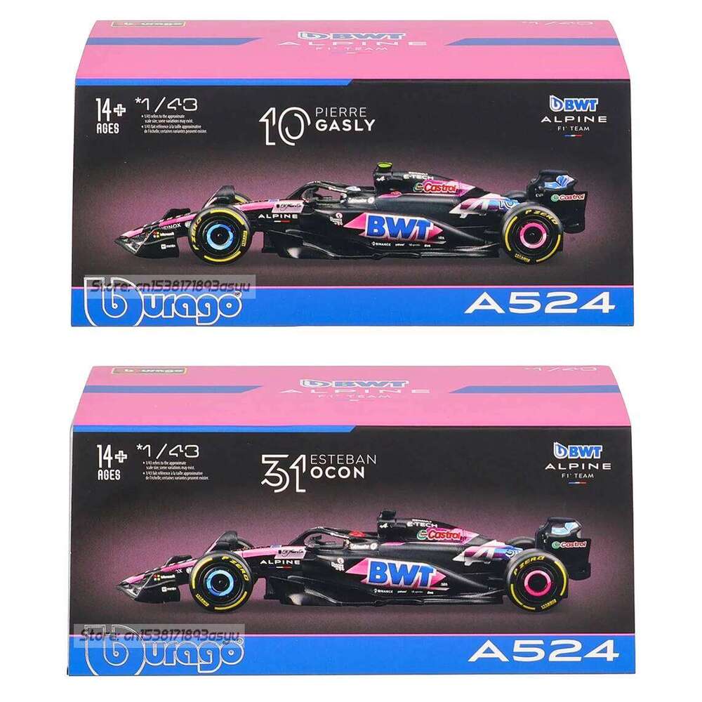 Bburago 1:43 Alpine F1 Team 2024 A524 10# Pierre Gasly 31# Esteban Ocon alloy car model toy series collection gift Die cast Z260306