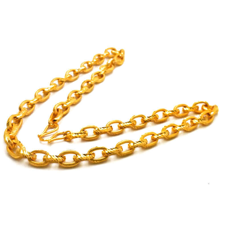 Luxury Men's Necklace Premium Diamond Surface Carved Design Long-lasting Brass Gold-plated Jewelry Domineering Imitation Gold 12mm