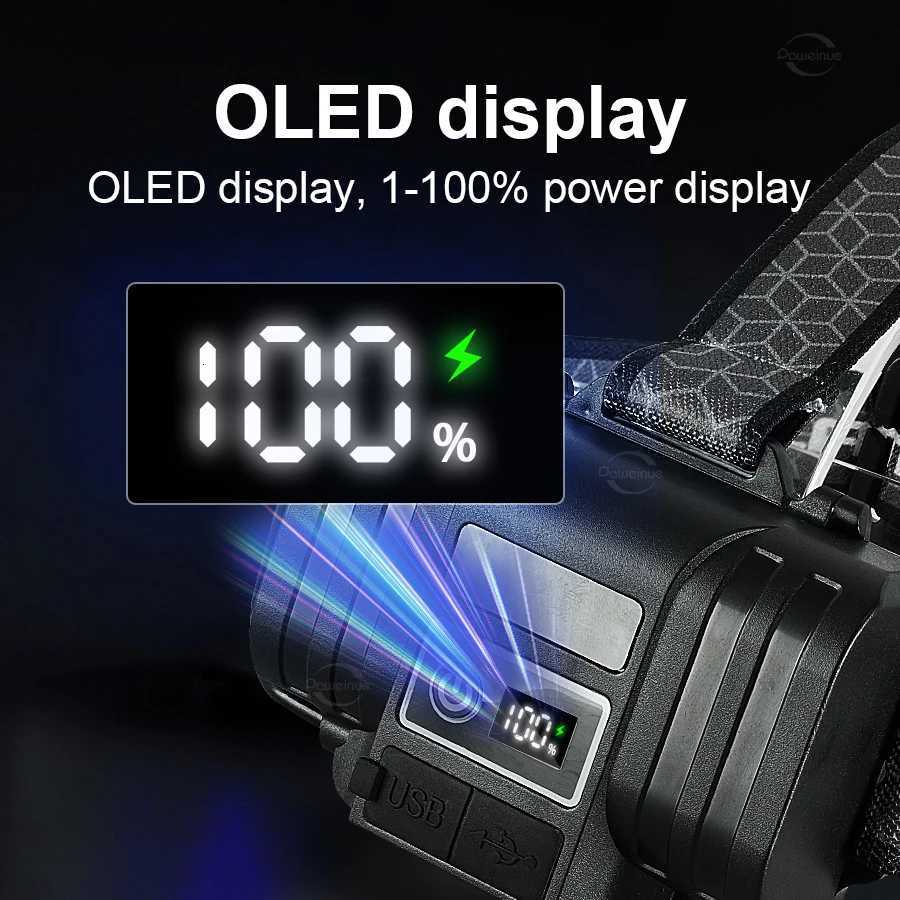 180000000 Most Powerful LED Headlight Ultra Bright Headlamp Long Shot 3000M Rechargeable Head Lantern 18650 Headlight Outdoor H260307