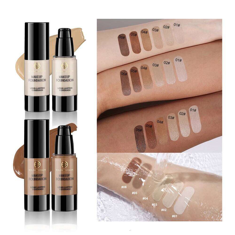 Long-Lasting Waterproof Liquid Foundation with Oil Control & Moisturizing, High Coverage Sweat-Resistant Concealer for Women, 26L0306