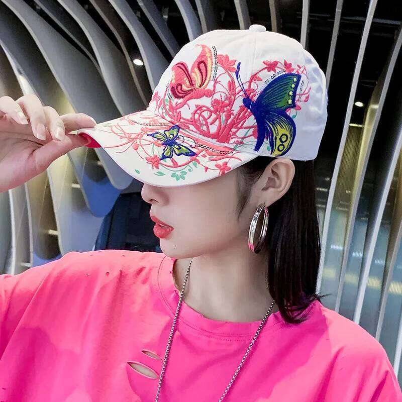Cap Embroidered Flower Baseball Hat Spring Summer Hats For Women Cotton Snapback Vintage Ethnic Style Sun Visor Y260304
