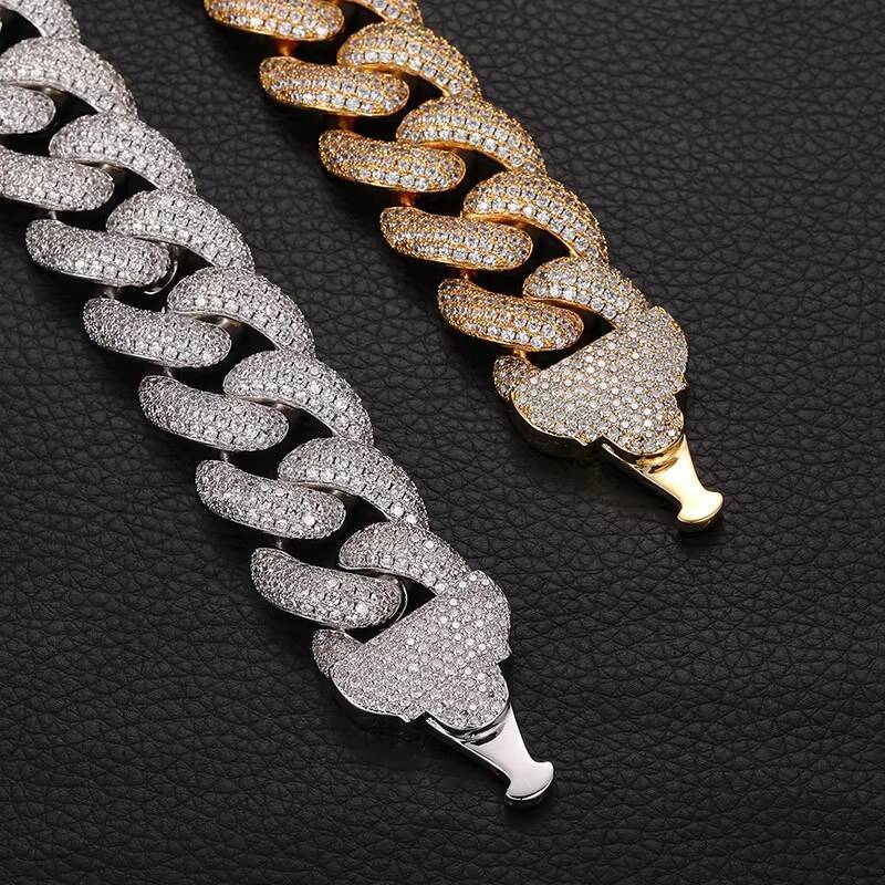 New Design Fine Jewelry Hip Hop Iced Out Moissanite/Zircon Cuban Link Chain Necklaces