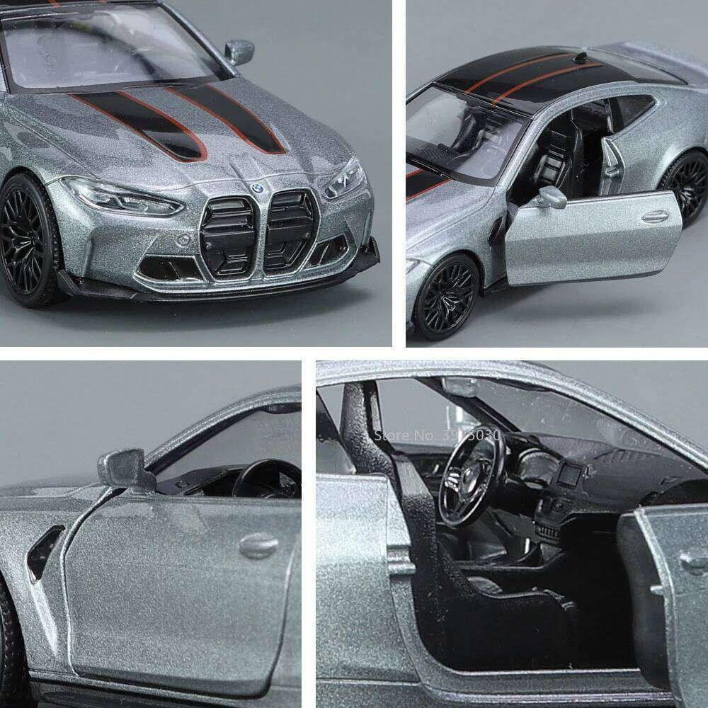 1:36 BMW M4 CSL Diecast Toy Alloy Model High Simulation Doors Opened Pull Back Cars Toys Collection Ornaments Gift for Kids Z260307