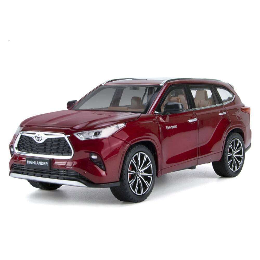 1:24 Highlander RAV4 Model Toys Diecast Car 6 Doors Opened with Sound Light Pull Back Miniature Vehices for Boy's Birthday Gifts Z260306