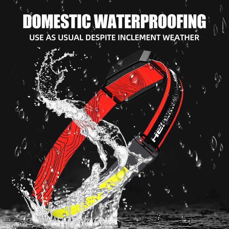 LED Headlamp Head Flashlight USB Rechargeable Head Lamp Withe Red Tailight Outdoor Camping Running Lamp Hiking Hat Headlight H260307