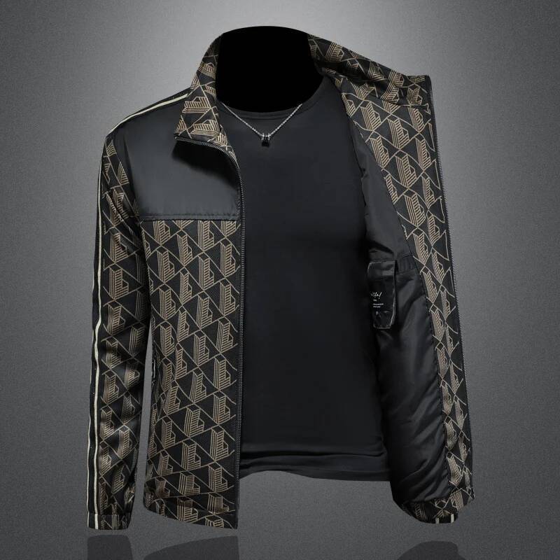 Autumn Luxury Bomber Stand Collar Business Casual Slim Jacket Lapel Ocial Dress Coat Outwear Windbreaker Men Clothing