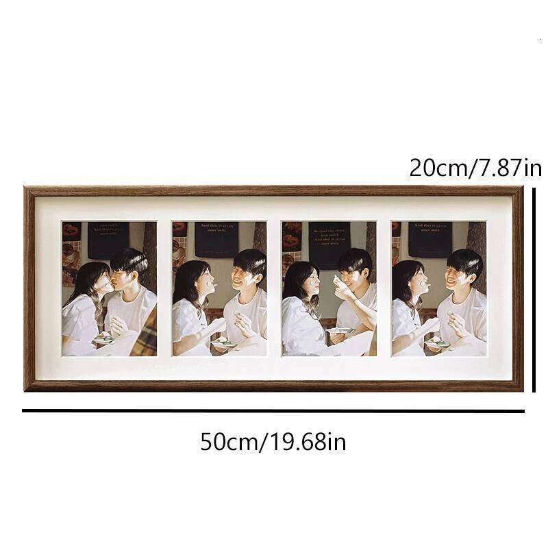- 8x20 Photo With Mat Display 4Pcs Photos, 4x6 Picture Frame Wood H260306