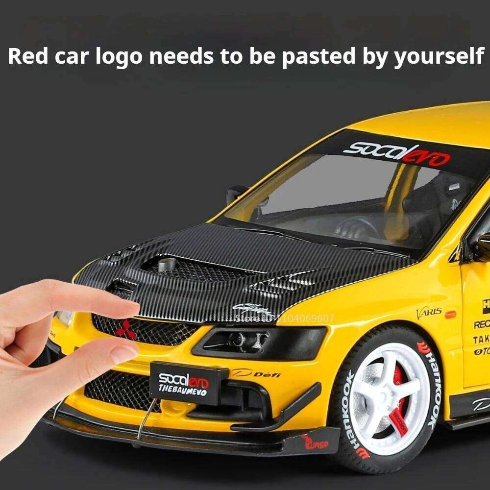 1:24 Mitsubishi Lancer Evolution IX GTR Alloy Car Model Diecast Toy Sound Light Front-wheel Steering Vehice Decorative Ornaments Z260307
