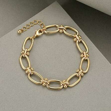 High Color Retention Copper Gold-Plated Niche High-End European and American Cross-Border Fashion Bracelet Personality Cuban Chain Hip-Hop Jewelry