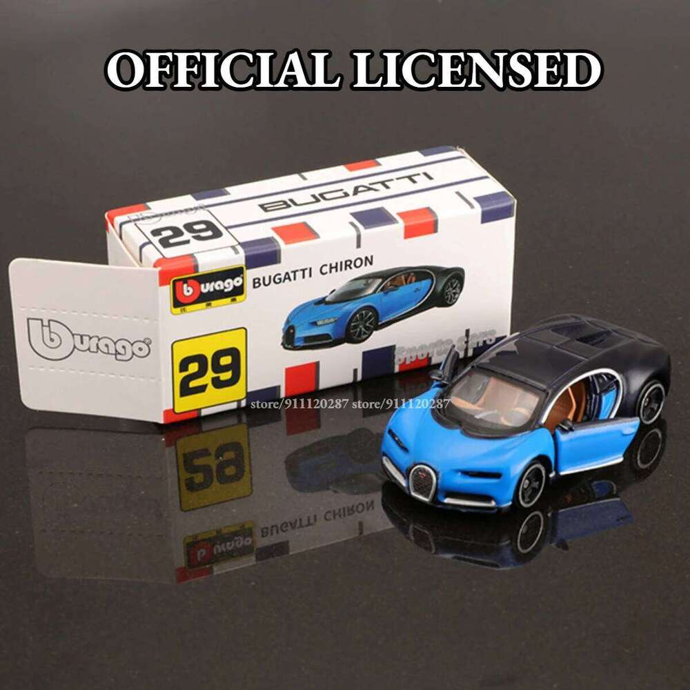 Bburago 1:64 Mini Car Model, BB29 Bugatti Chiron Scale Metal Diecast Miniature Art Replica Vehicle Collection Toy Z260307