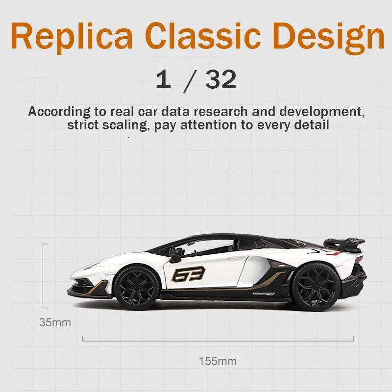 CCA 1:32 Lamborghini Aventado SVJ63 simulation alloy die-casting display bottom car model seat set collection gift Z260307