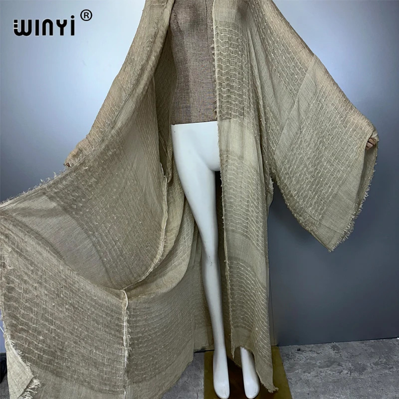 WINYI high quality comfortable Women Soft Cardigan Loose Dress Party Boho Maxi beach Holiday Swimming Cover ups Africa Kimono 260228