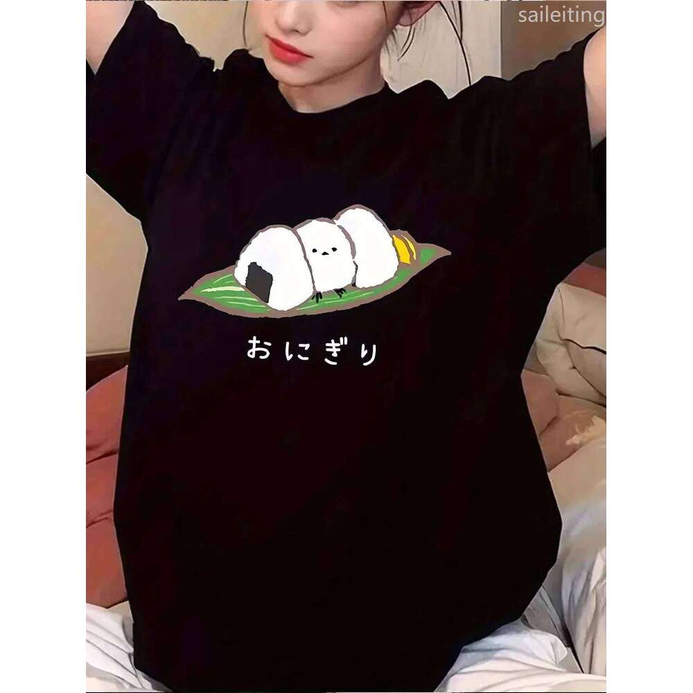 Womens Cute Onigiri Rice Ball Graphic TShirt Summer with Harajuku Sleeve Casual Women's Clothing Street Aesthetic Clothes XJ260306 XJ260306
