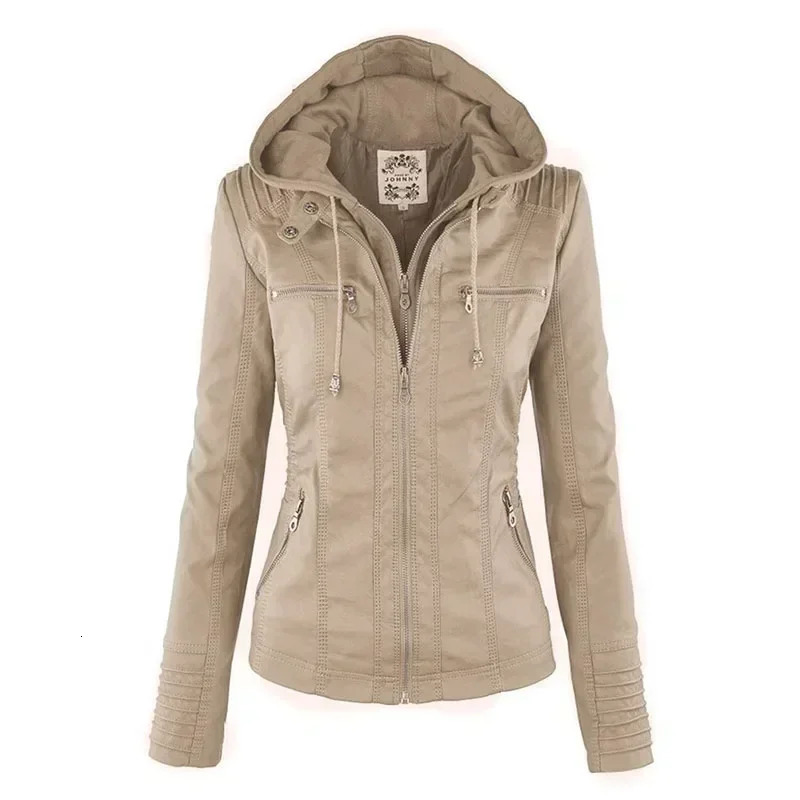 Gothic Faux Leather Jacket Women Coat Hoodies Winter Autumn Motorcycle Jacket Black Outerwear Leather PU Basic Jacket Coat 260306