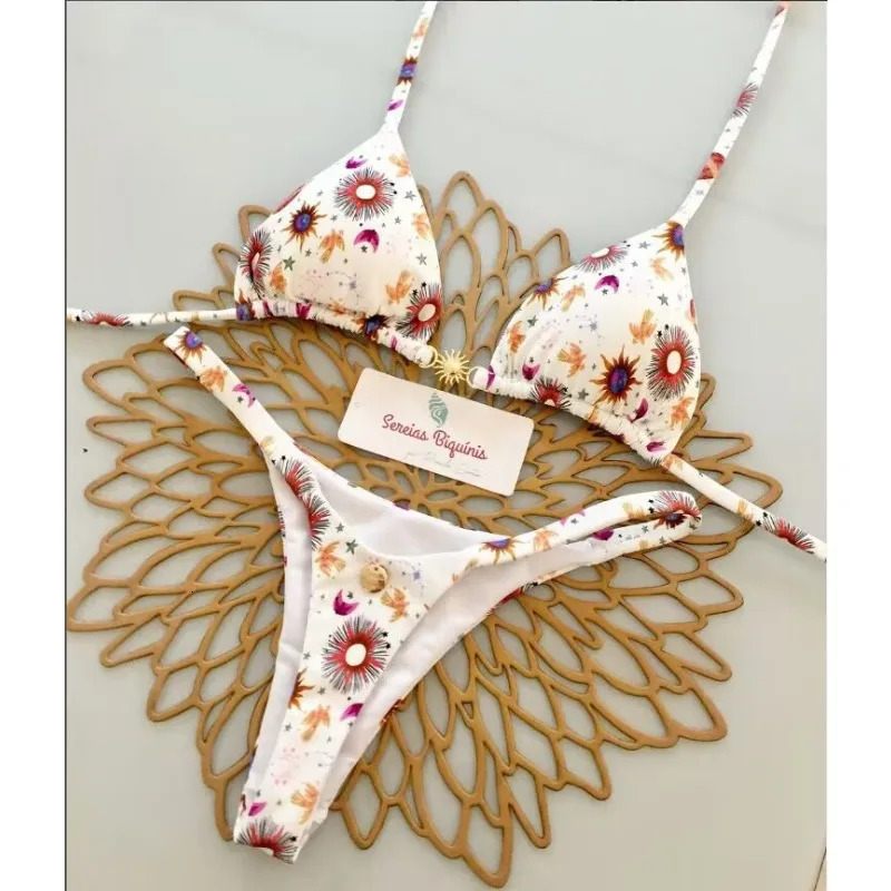 Womens Bikini Swimsuit Split Solid Color Laceup Sexy 2piece Set Micro Swimwear 260306
