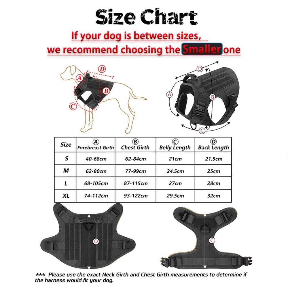 Tactical Harness Collar Leash Molle Pouches For Medium Large Dogs Pet German Shepherd Training Walking Vest Dog Harnesses Bamubi