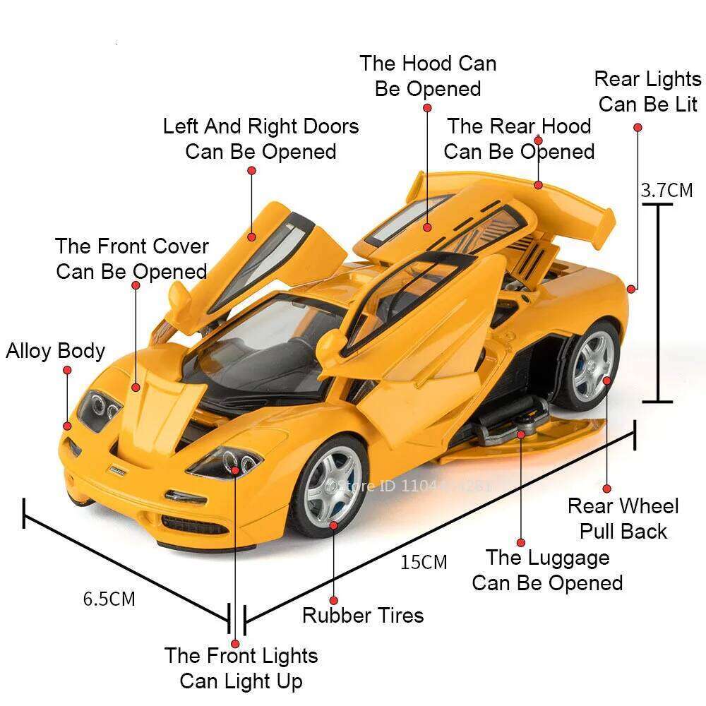 1:32 F1 765LT Car Toys Models Alloy Diecast Sports Cars Sound Light Pull Back Doors Opened Miniature Vehices Kids Birthday Gifts Z260306