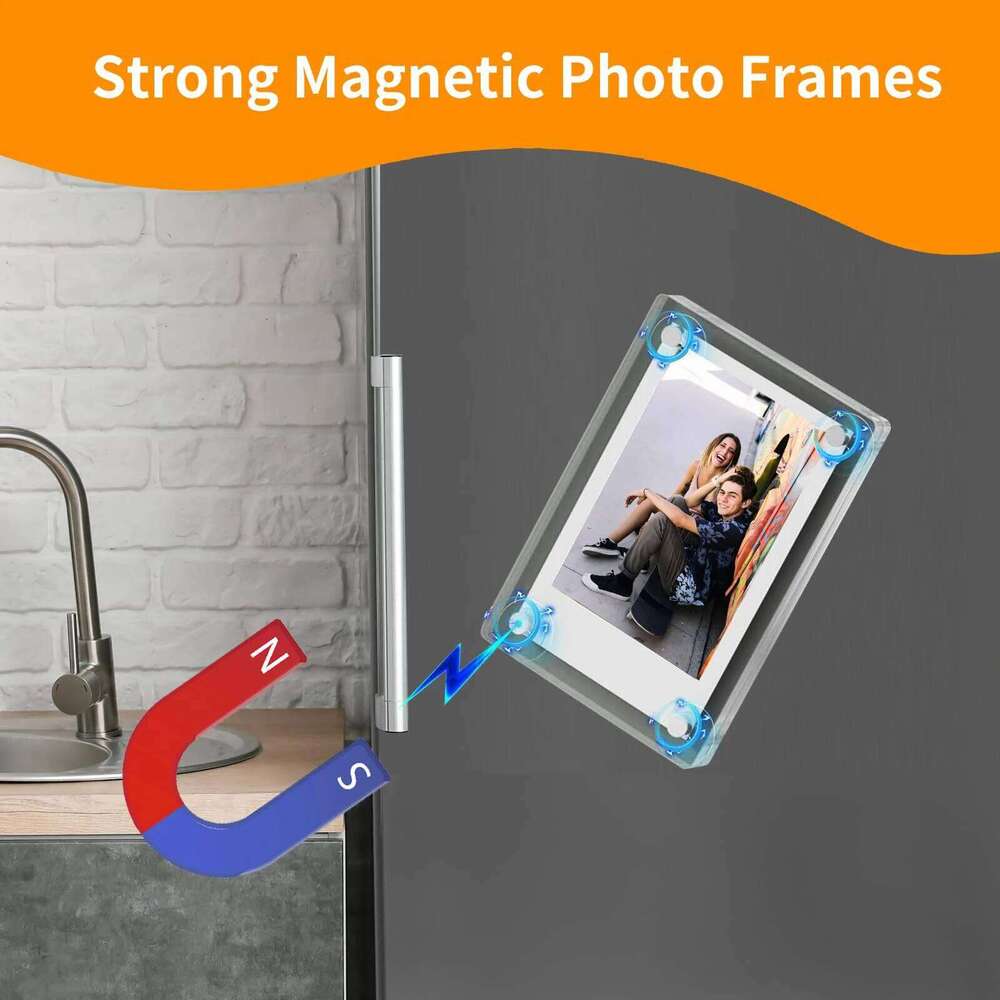 5 Packs Acrylic Fridge Instax Frame, 2.46x3.54 Inch Magnet Frame for Refrigerator, Double Sided Mini Picture Frames H260306