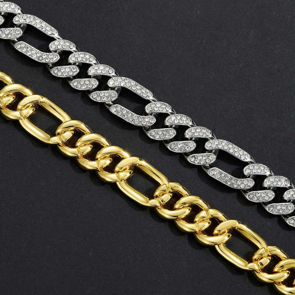 European and American Alloy Heavy Industry Full Diamond Cuban Chain High Quality 14mm Diamond-Encrusted Men's Hip-Hop Thick Necklace