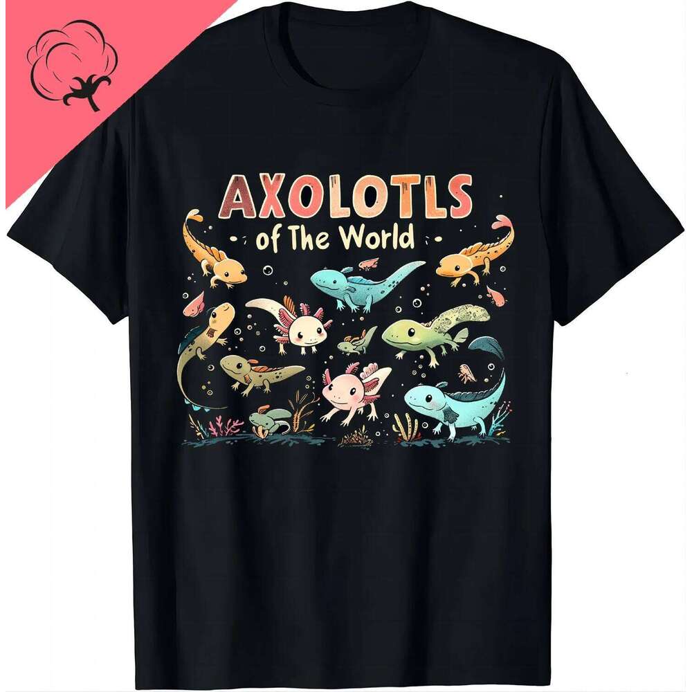 Shirt Axolotls of The World Axolotl Animals T-Shirt Aesthetic Women Clothing Graphic T Shirts Kawaii Clothes XJ260306